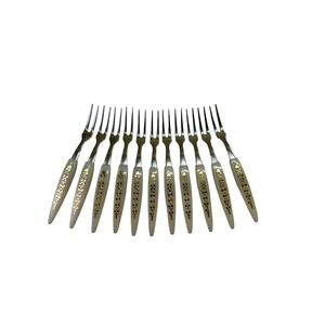 11‎ Vintage 4" Hors d'oeuvres Appetizer Forks Picks MCM Japan Stainless Steel